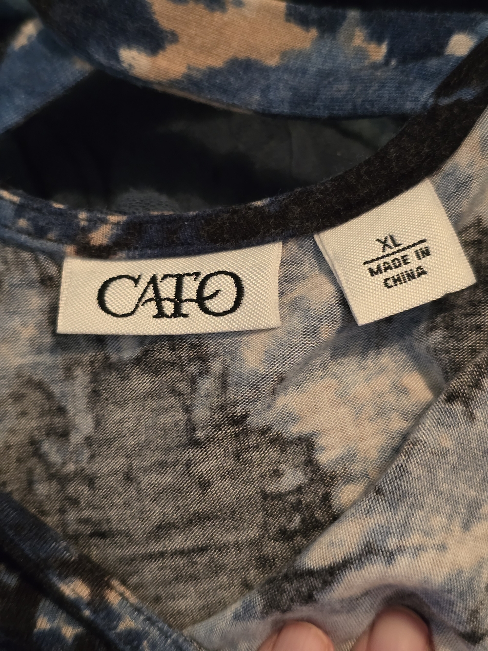 Cato Blue, Black & Cream Abstract Print Top - Picture 3 of 6